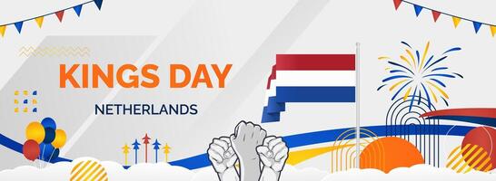 Business background with geometric ornaments for Netherlands national day. Happy King's day greeting card vector