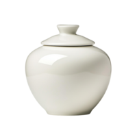 Elegant white ceramic jar with a smooth finish and a classic lid png