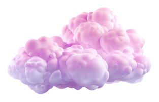Soft, pastel pink cloud with smooth and fluffy texture, on transparent background. Ideal for use in baby-themed designs, dream-like illustrations. Playful element, cut out. png