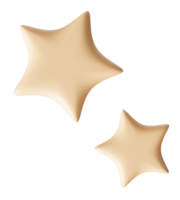Cute beige 3D stars on transparent background. Its a Girl themed element. Perfect for baby showers, birthday designs and celebratory themes. 3D render. png