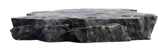 Natural stone podium on transparent background. Mock up for product display. Cut out pedestal or platform. Empty scene. Stage, showcase for advertising. png