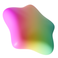Rainbow, colorful star shape on transparent background. Color gradient, y2k party element. Cartoon style. Celebration, festive theme. 3D render png