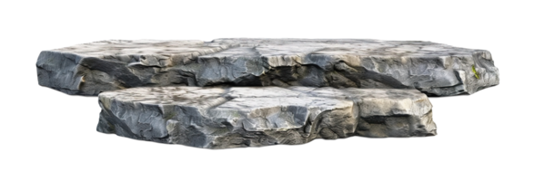 Stone podium on transparent background. Mock up for product display. Cut out pedestal or platform. Empty scene. Stage, showcase for advertising. png