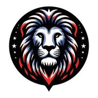 Powerful Lion Head Logo in Bold Orange and Black Colors, Featuring a Fierce Expression Ideal for Strong and Impactful Branding vector