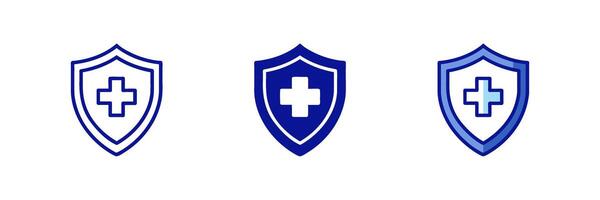Three blue shields with crosses on them vector