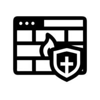 Firewall icon with cross and shield vector
