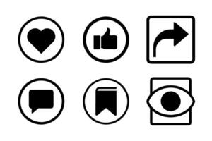 Like comment share and save icon outline. general social media user interface icon set. Editable stroke illustration vector