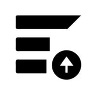 A black and white icon of a button with an arrow pointing up vector