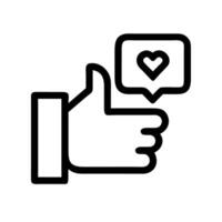 A black and white icon of a hand with a heart vector
