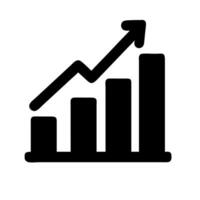 A black and white icon of a graph going up vector