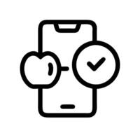 A black and white image of a phone with a check mark vector