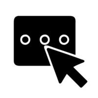 A black and white icon of a mouse pointing at a button vector