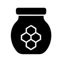 A jar with honey and a hexagon on it vector