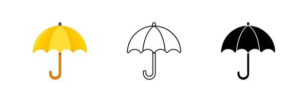 Three umbrellas are shown in different colors vector