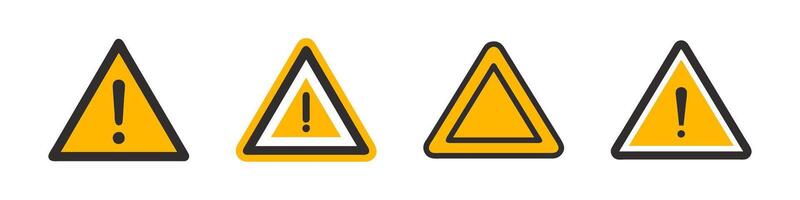 Four yellow triangles with different shapes on them vector