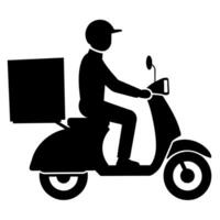 A man on a scooter with a box on the back vector