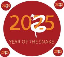 year of the snake happy chinese new year set vector