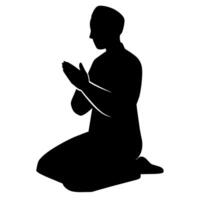 Silhouette of a man praying in the shape of a cross vector