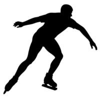 A silhouette of a man skating on a white background vector