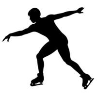 A silhouette of a man skating on a white background vector