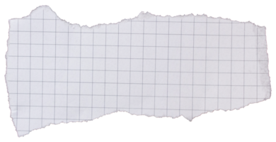 Ripped torn white graph paper piece on transparent background, checkered paper cut out design element png
