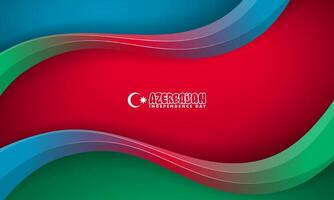 Azerbaijan independence day with Wavy gradient of blue red green shape on 3d style design. Also good template for azerbaijan national day vector