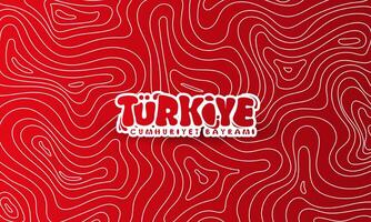 Turkey republic day template with Red background design with white fluid in line art design. Turkey text mean is turkey republic day. Turkey background vector