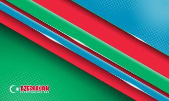 Blue red green geometric background with shadow and shiny effect design for Day of Restoration of Independence of Azerbaijan. Azerbaijan Independence day vector