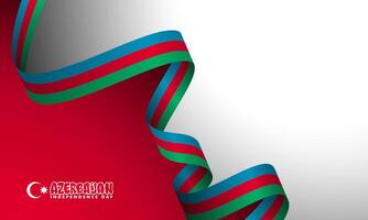 Waving Azerbaijan long flag design on red and white background. Azerbaijan independence day. Also good template for Azerbaijan national day vector