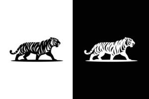 Simple Design of Silhouette icon of Tiger Walking illustration. vector