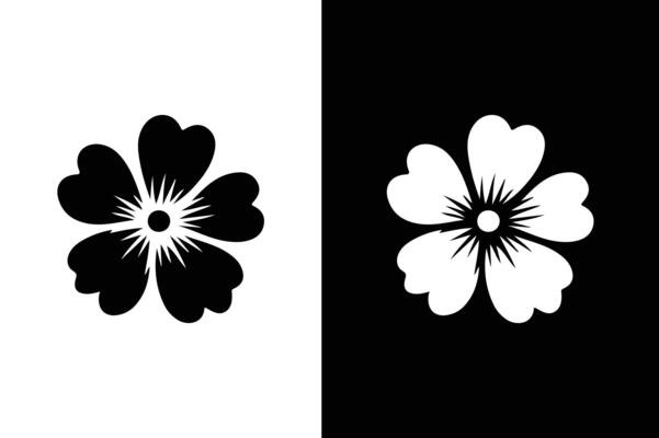 Flower icon isolated on black background. Flower simple icon silhouette