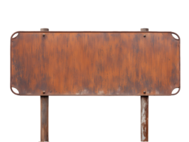 weathered rusty metal signboard isolated on transparent background png