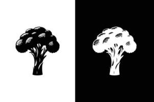 Broccoli Icon silhouette for design. Broccoli Icon on black white background vector