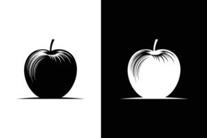 Apple Icon silhouette Flat Graphic Design. Apple shape black white background vector