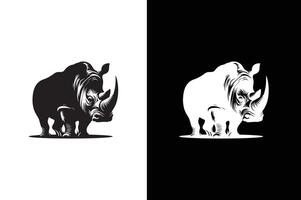 icon silhouette of a rhino isolated on white black background. vector