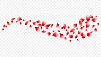 Flying red rose petals element decoration freshening in nature background. botanical vector