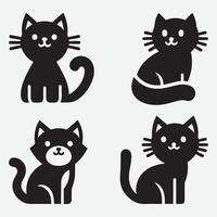 Unique Cat Silhouettes Design Illustrations for Various Design Projects vector