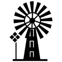 A black and white windmill with a cross on it vector