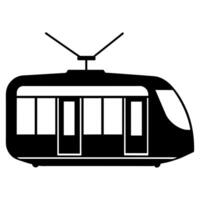 A tram is shown in black and white on a white background vector