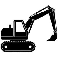 An excavator is silhouetted against a white background vector