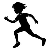 A silhouette of a boy running vector