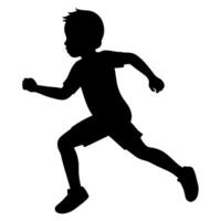 A silhouette of a boy running vector
