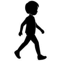 Silhouette of a boy walking on a white background vector