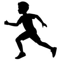 A silhouette of a boy running vector