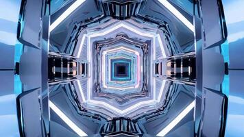 Futuristic Geometric Tunnel with Neon Lights and Symmetrical Patterns video