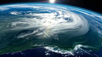 Stunning View of Earth from Space with Clouds and Ocean at Sunrise video