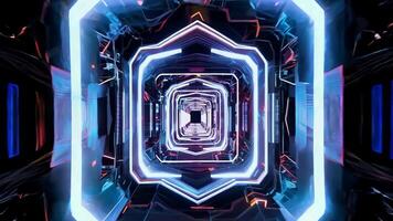 Futuristic Neon Tunnel with Geometric Patterns and Vibrant Color video