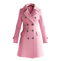 Front view of a camel women's duster coat on a wooden hanger isolated on a white transparent background, realistic Ai image png