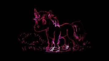 Neon frame effect, centaur with a friendly face on black background video