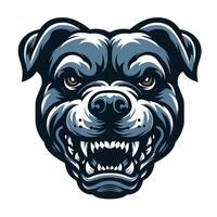 An angry pit bull dog head with its mouth open vector